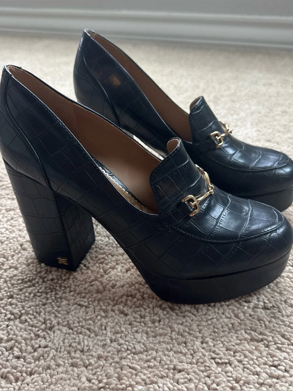 Sam Edelman Black Aretha Platform Loafer Pumps Boho Chic Women’s Size 8.5
